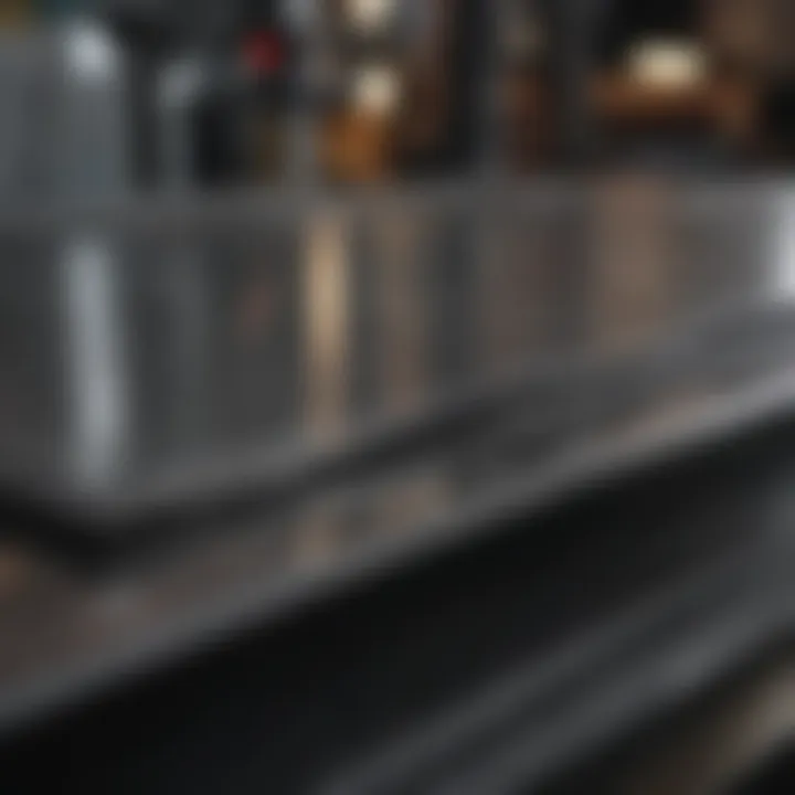 Stainless steel sheet being cut with precision machinery