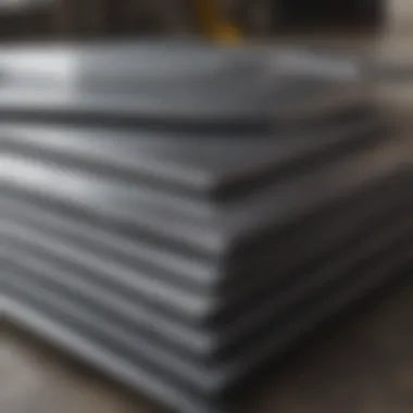 Industrial Elegance of Stainless Steel Sheets Reflections of stock stainless steel sheets in industrial setting