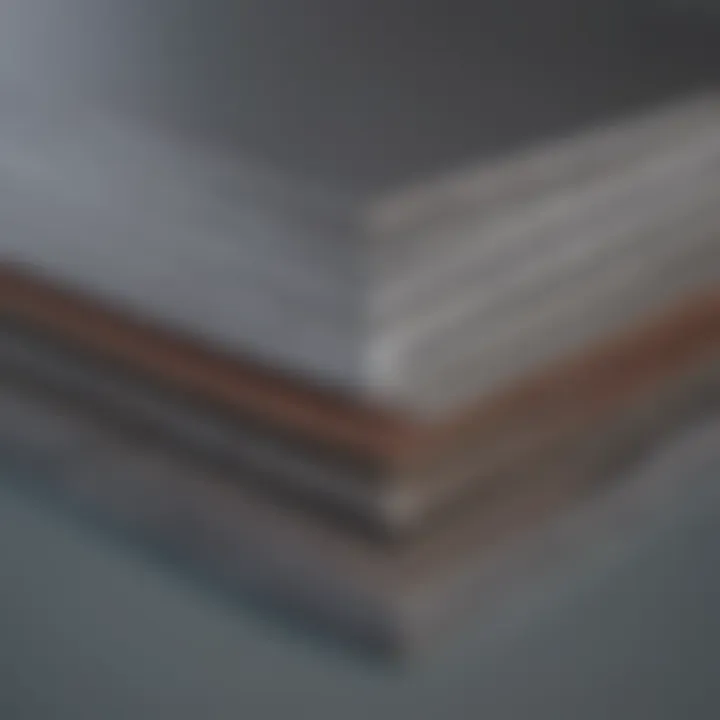 Stack of various types of stainless steel sheets