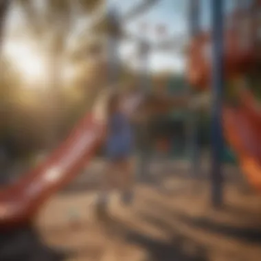 Children Engaged in Play Children enjoying a vibrant and safe playground area