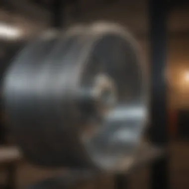 Industrial setting with 9 gauge galvanized tension wire being installed with precision