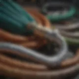 Diverse garden hose fittings arranged for selection