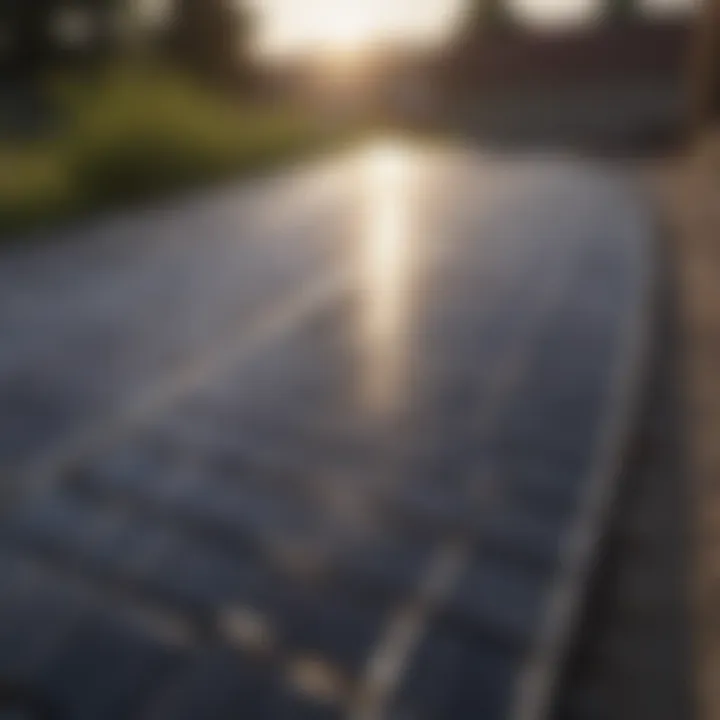 Close-up of solar panel technology used in outdoor lighting