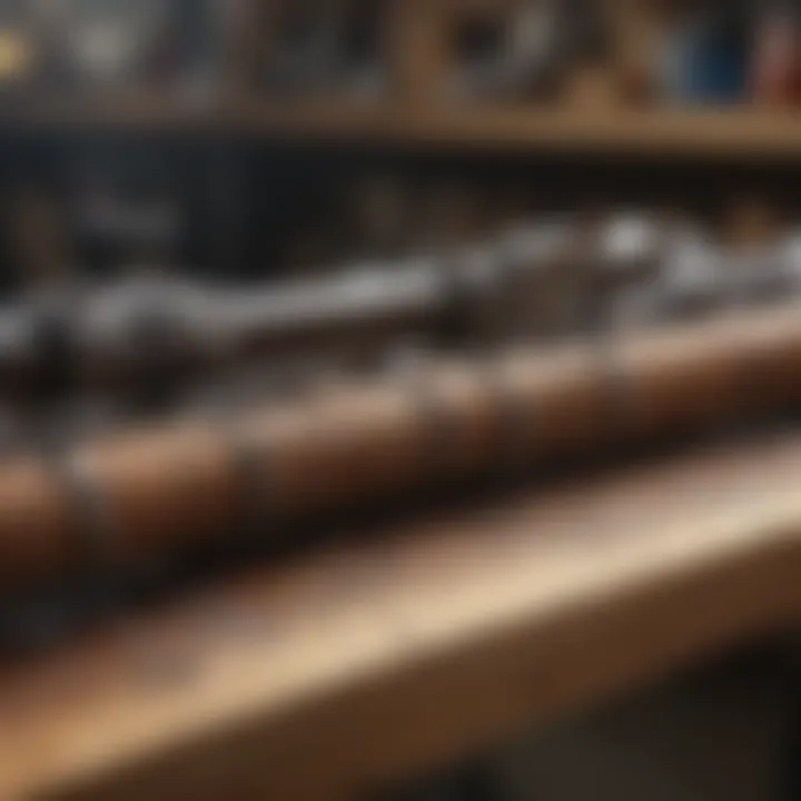 An organized workspace featuring tools and materials essential for log chain repairs.
