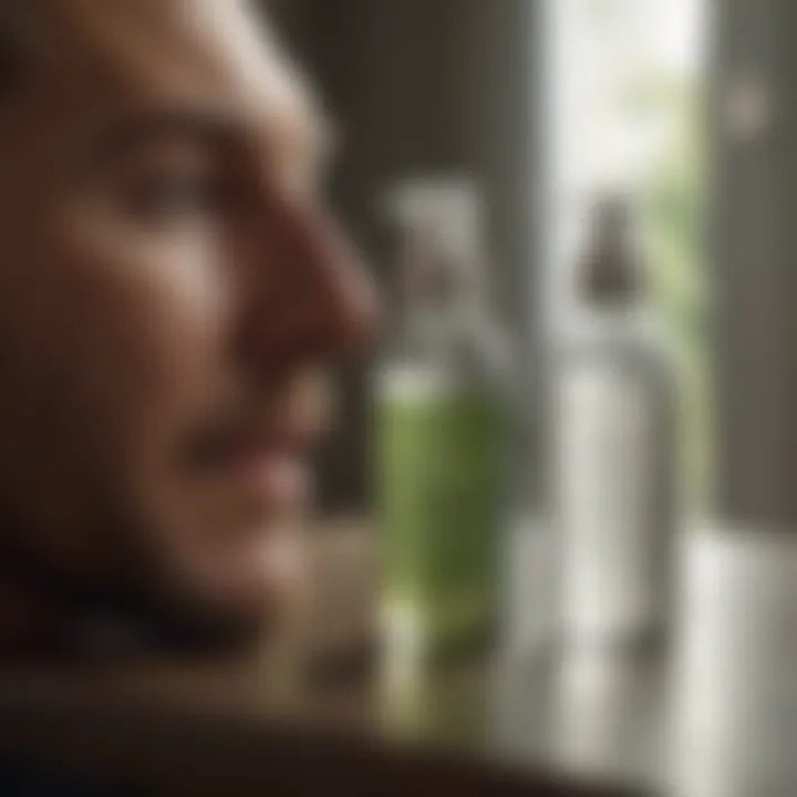 A user applying Ortho WeedClear Concentrate with a spray bottle