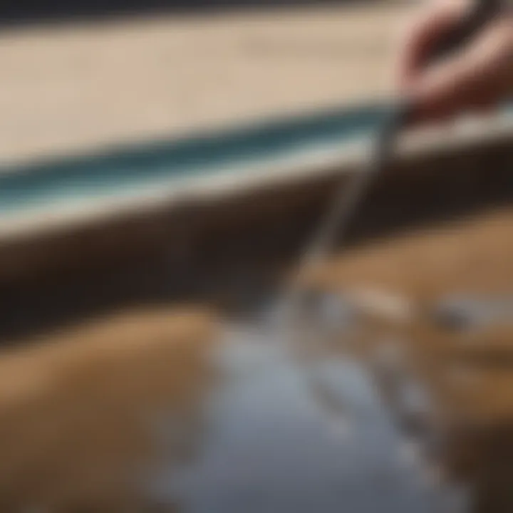 Detailed view of a repair technique in action