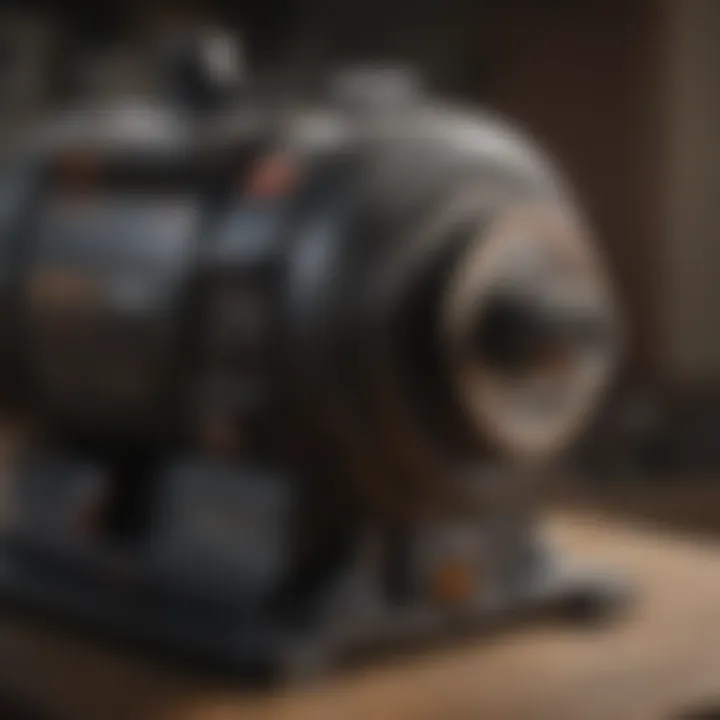 Close-up view of a belt sander's motor power specifications