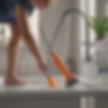 Proper Maintenance of Spray Mop for Longevity User maintaining spray mop with a gentle wash in sink