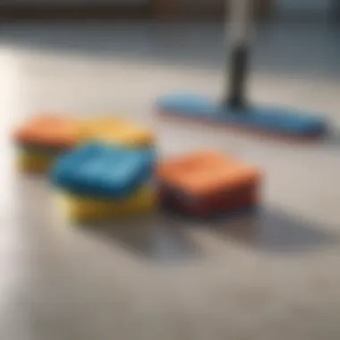 Collection of Microfiber Pads for Versatile Cleaning Variety of microfiber pads for spray mops displayed neatly