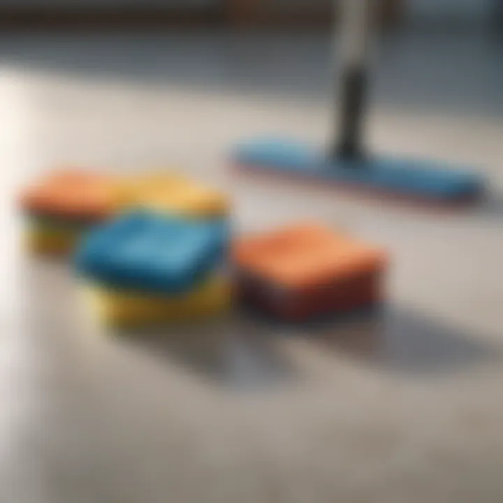 Collection of Microfiber Pads for Versatile Cleaning Variety of microfiber pads for spray mops displayed neatly