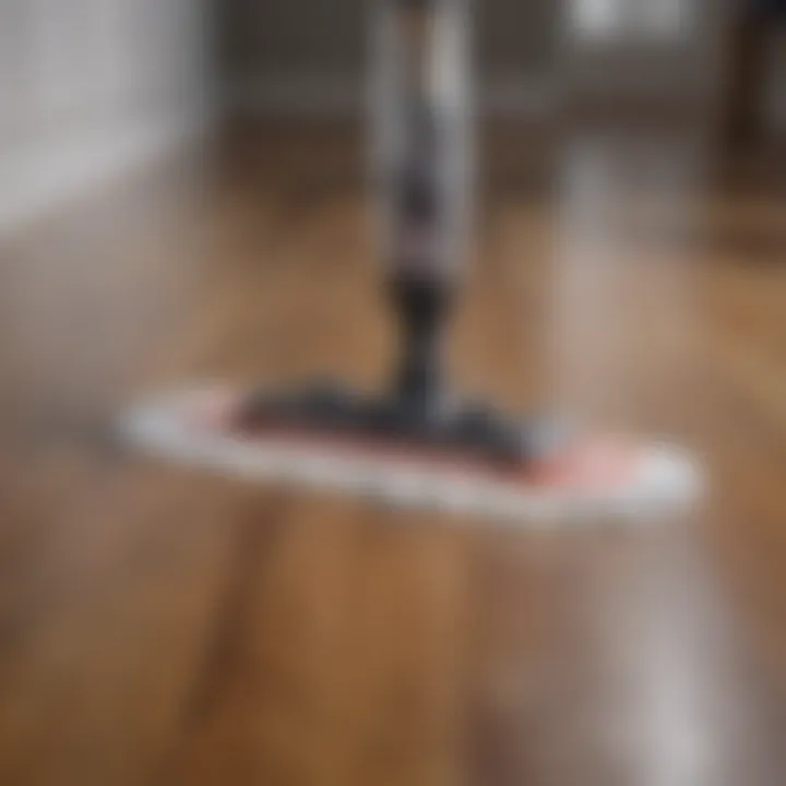 Spray Mop Effectively Cleaning Hardwood Floor Demonstration of spray mop in action on a hardwood floor