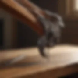 A close-up view of timber tongs showcasing their gripping mechanism.