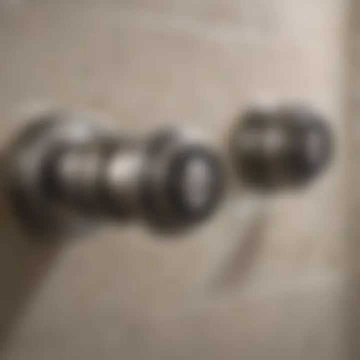 Close-up of single handle tub and shower valve parts