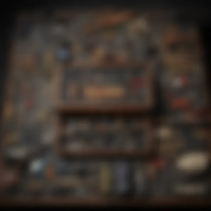 An array of fishing gear laid out, showcasing essential equipment.