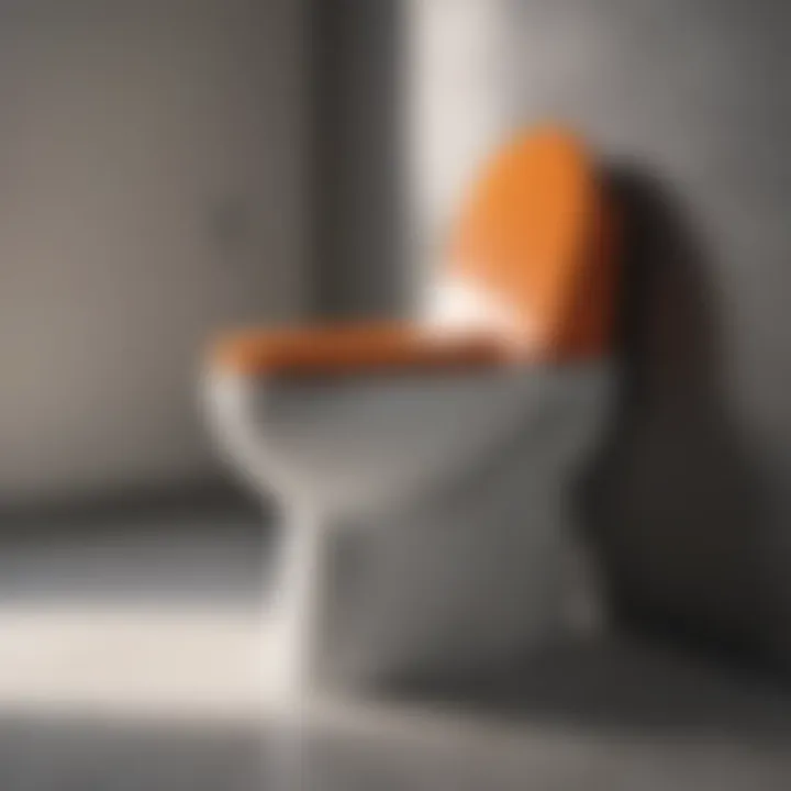 An aesthetically pleasing bathroom featuring stylish toilet seat caps.