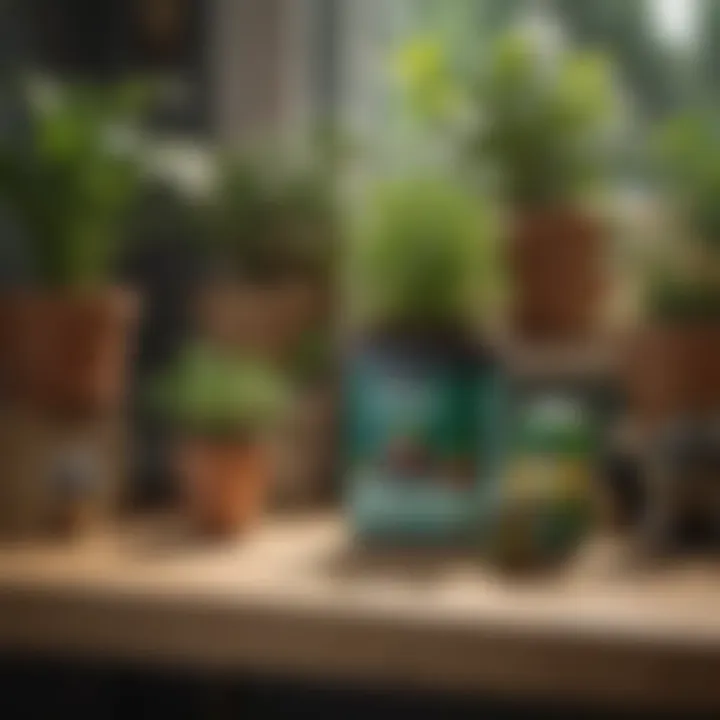 Comparison of Miracle-Gro potting mix with other gardening products on a table