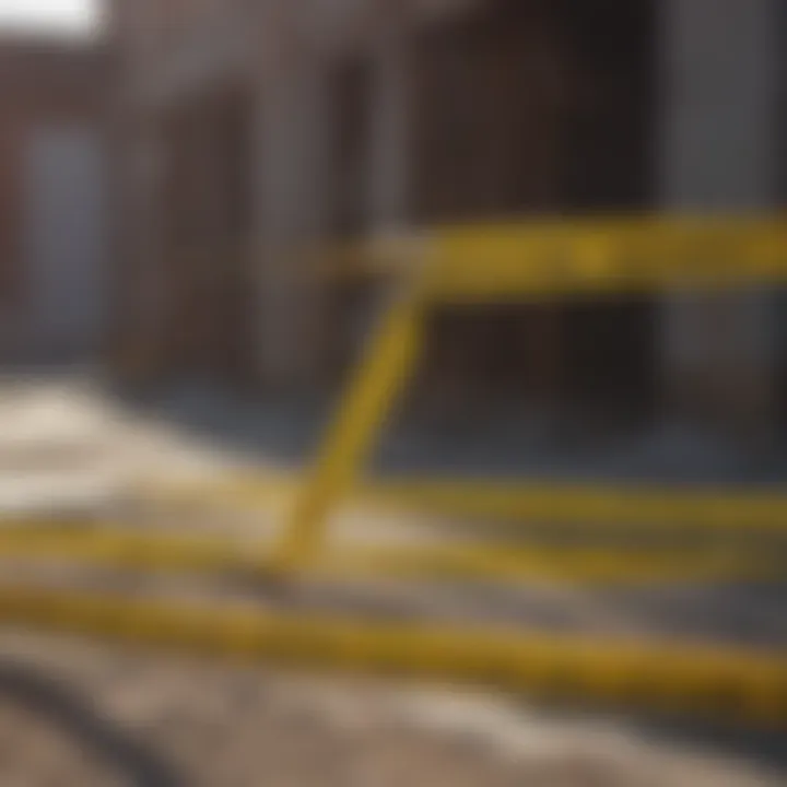Construction site utilizing caution tape for safety