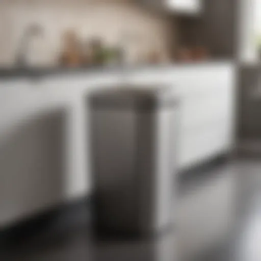 Sleek and modern 48-gallon trash can in a contemporary kitchen setting