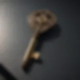 An artistic representation of a unique house key with intricate designs