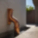 Elegant copper downspout in a modern architecture setting