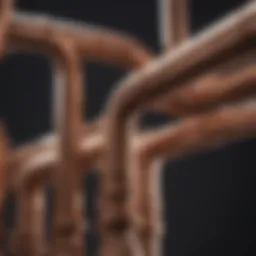 Copper pipes intricately connected with shark fittings