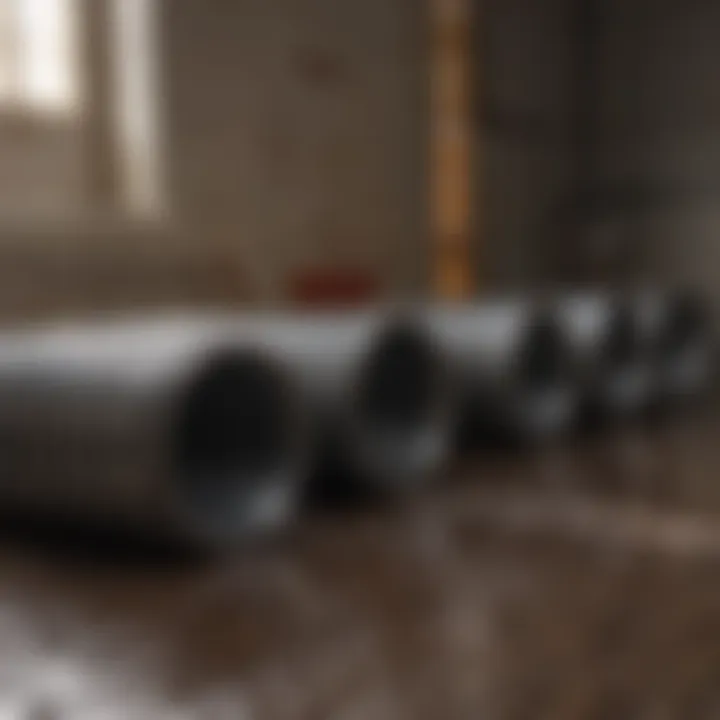 Installation of corrugated drain pipes in action