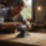 Craftsman using palm sander on wood