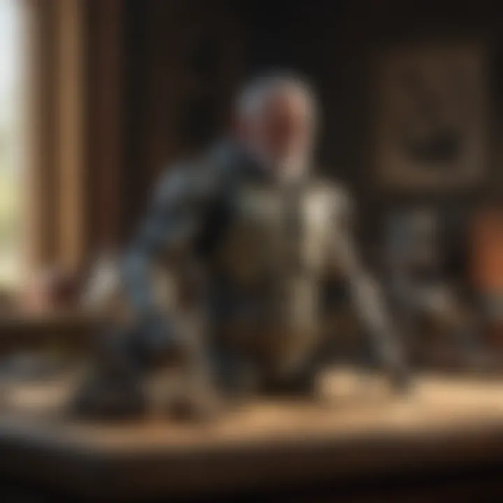 Creative hobbyist sculpting miniature figures with Dremel