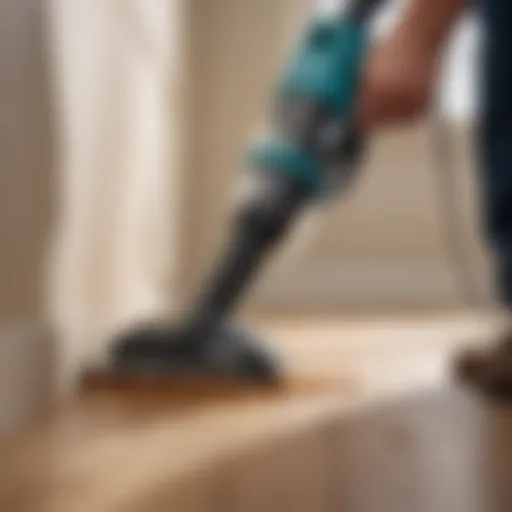 Vacuuming dust with Makita 18V crevice tool attachment