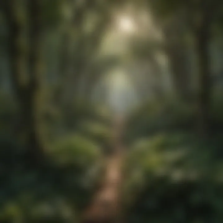 Aerial view of a dense forest canopy showcasing varied foliage