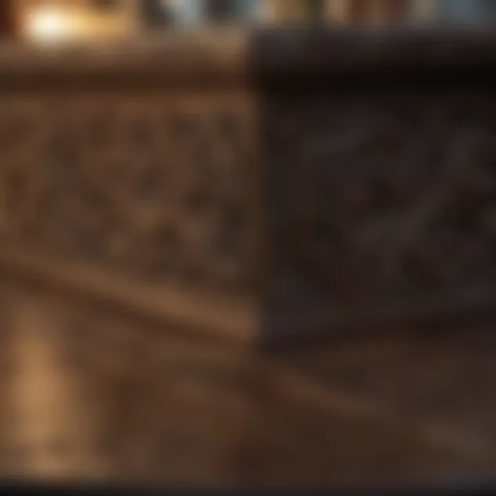 Intricate design details of custom bar top molding