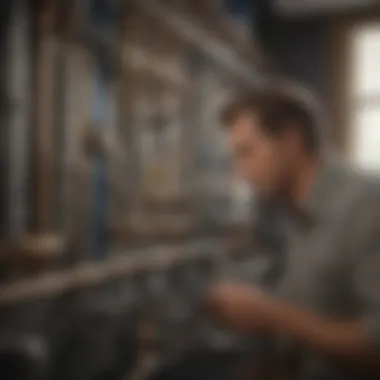 Customer browsing through plumbing fixtures