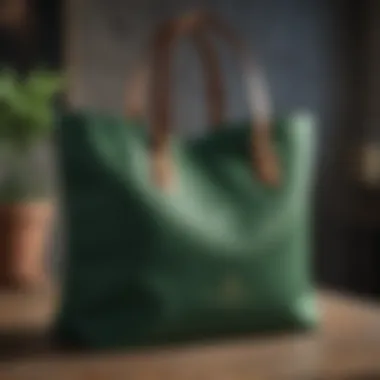 Personalized Elegance in Green Fabric Art Customized fabric tote bag with green paint