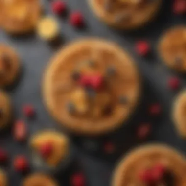 An array of delectable toppings arranged around honeycomb waffles made with the Dash appliance