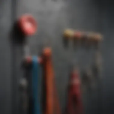 Customized Accessories on Decorative Pegboard Close-up of customized decorative pegboard with unique hooks and colorful accessories