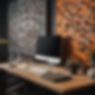 Pegboard as a Focal Point in Modern Office A modern office setup featuring a decorative pegboard as a central organizing element