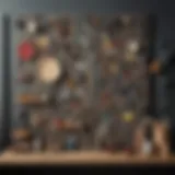 Stylish pegboard showcasing a variety of craft supplies elegantly organized