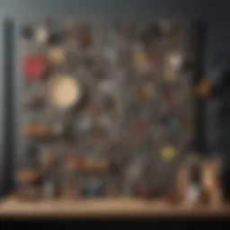 Stylish pegboard showcasing a variety of craft supplies elegantly organized