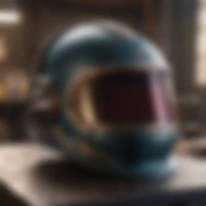 Close-up of a welding helmet lens showcasing advanced technology