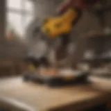 Dewalt Compound Miter Saw showcasing its laser guide in action