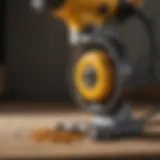 Close-up of a DeWalt grinder cord showcasing its robust design and connectivity features.