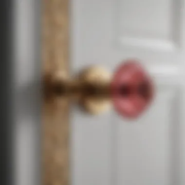 An installation guide illustrating the proper mounting of a door knob and rose plate