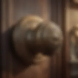 An antique brass door knob showcasing intricate designs and craftsmanship