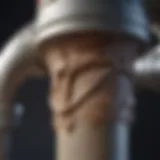 Illustration showing a detailed view of a drain elbow in a plumbing system