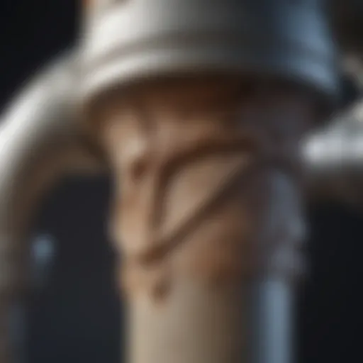 Illustration showing a detailed view of a drain elbow in a plumbing system