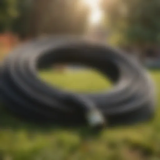 Durable and Flexible Hose Coiled on Grass