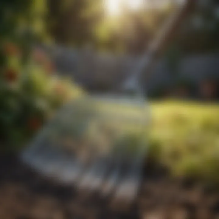 Toughness Unveiled Metal Garden Rake Durable Metal Garden Rake with Tines Close-up