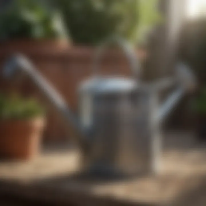 Durable 1 Gallon Metal Watering Can Close-Up