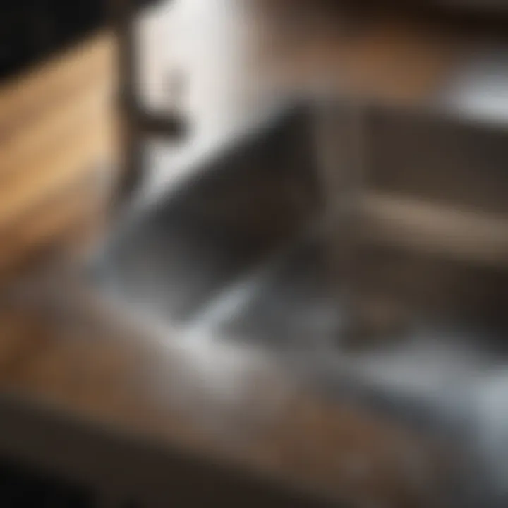 Durable stainless steel sink with water drops