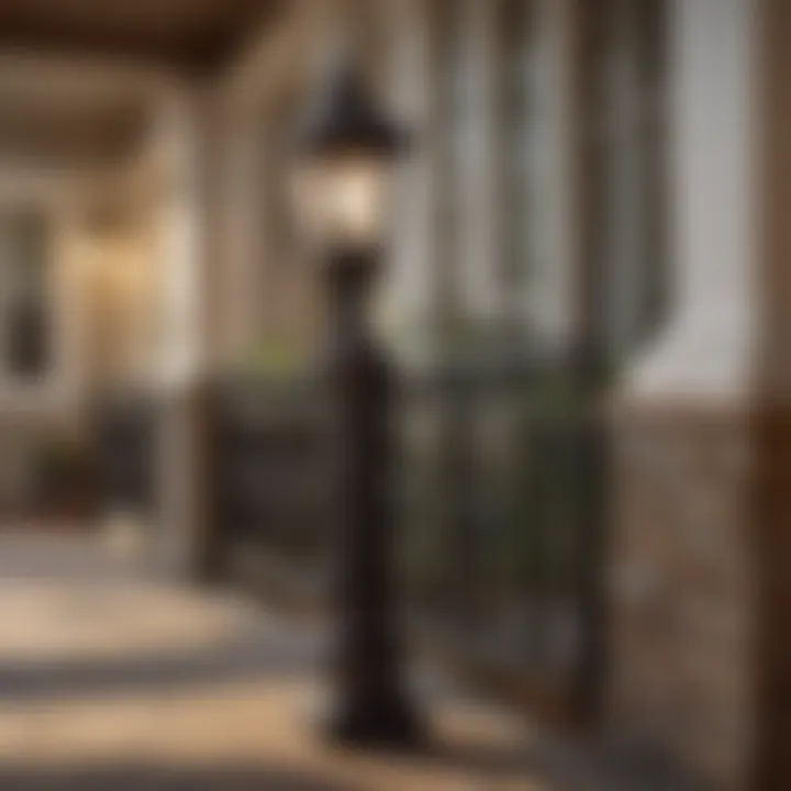 Durable and stylish wrought iron porch post for commercial property